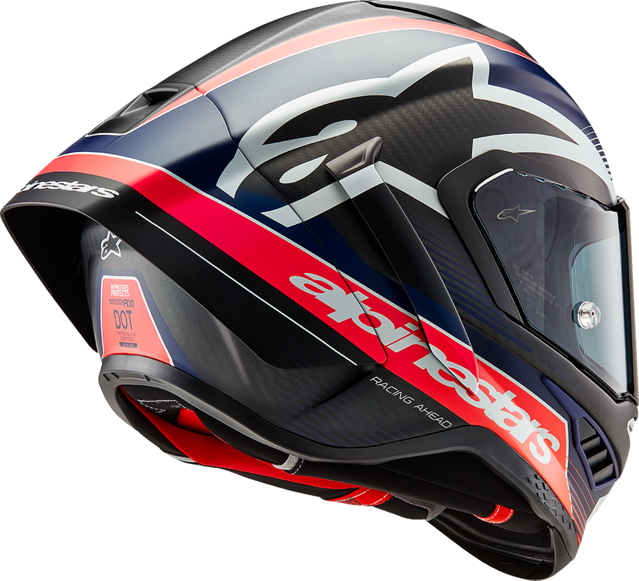 AlpineStars Supertech R10 Helmet - Team - Matte Black/Carbon Red Fluo/Blue image 3