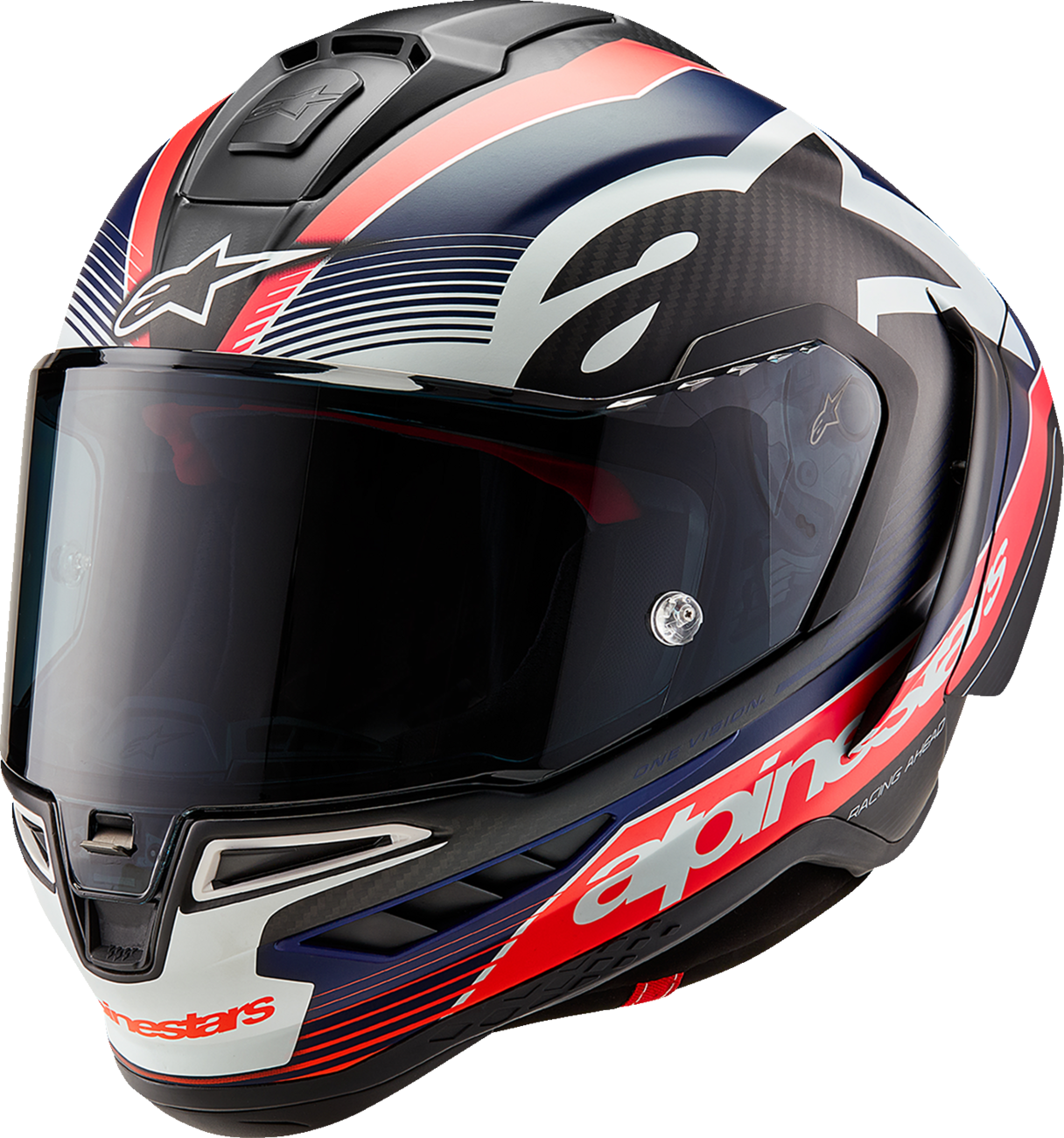 AlpineStars Supertech R10 Helmet - Team - Matte Black/Carbon Red Fluo/Blue image 0