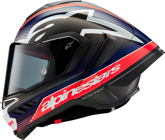 AlpineStars Supertech R10 Helmet - Team - Matte Black/Carbon Red Fluo/Blue image 1