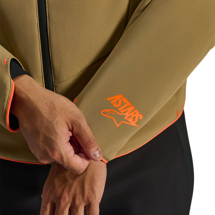 Alpinestars Aeroshell Waterproof Jacket - Dark Khaki/Black/Orange Fluo