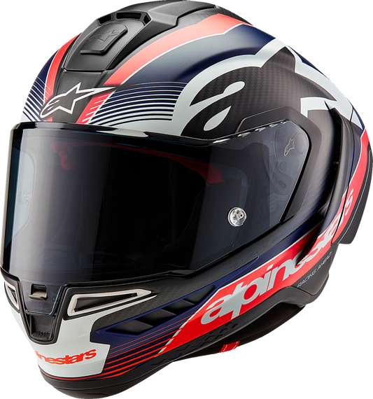 AlpineStars Supertech R10 Helmet - Team - Matte Black/Carbon Red Fluo/Blue image 0
