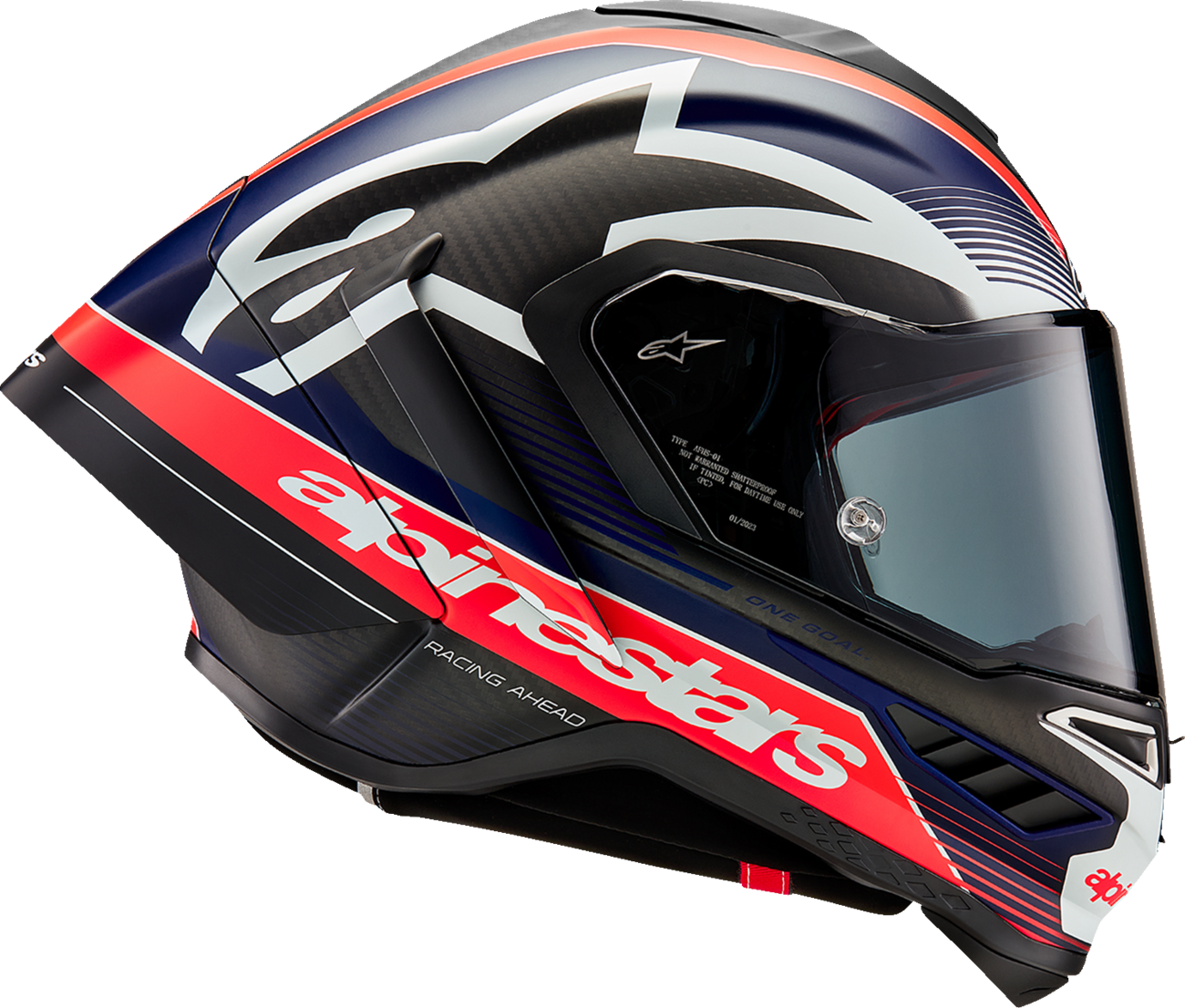 AlpineStars Supertech R10 Helmet - Team - Matte Black/Carbon Red Fluo/Blue image 4