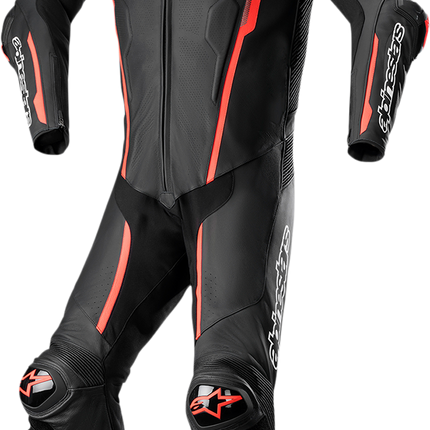 Alpinestars Missile v2 One-Piece Leather Suit - Black/Red Fluo