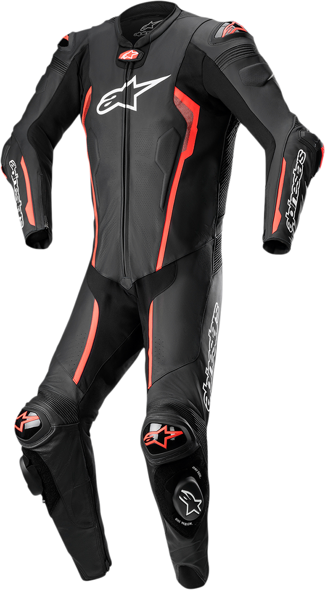 Alpinestars Missile v2 One-Piece Leather Suit - Black/Red Fluo