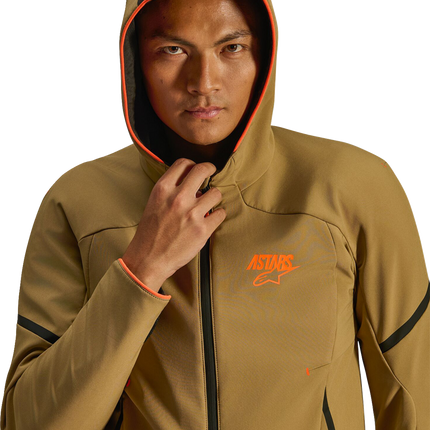 Alpinestars Aeroshell Waterproof Jacket - Dark Khaki/Black/Orange Fluo