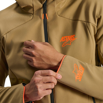 Alpinestars Aeroshell Waterproof Jacket - Dark Khaki/Black/Orange Fluo