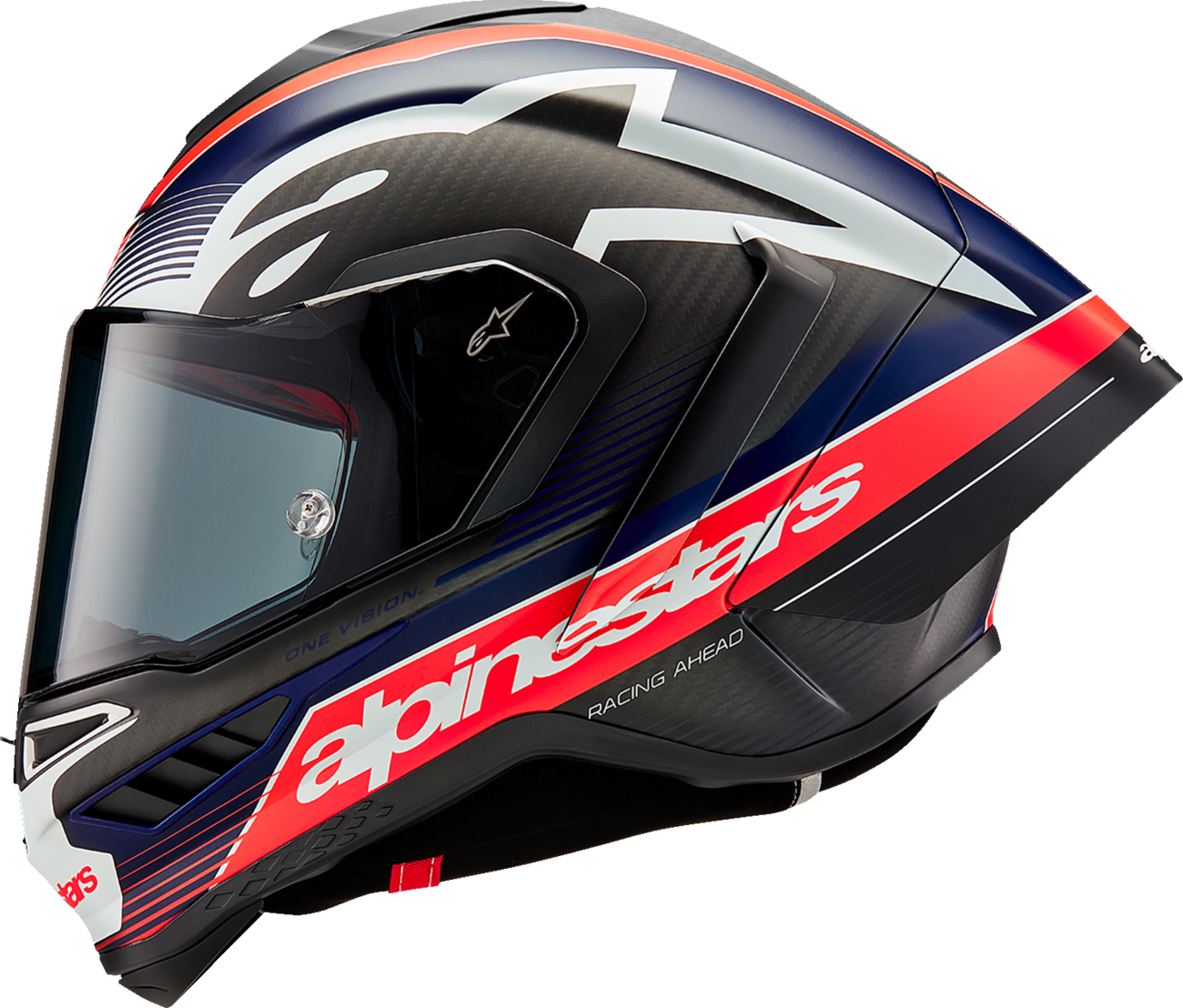AlpineStars Supertech R10 Helmet - Team - Matte Black/Carbon Red Fluo/Blue image 1