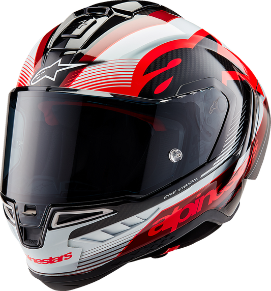 AlpineStars Supertech R10 Helmet - Team - Black/Carbon Red/Gloss White image 0